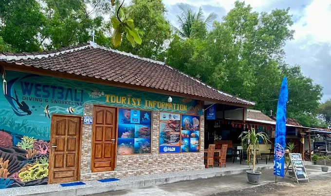 A view of West Bali Diving & Snorkeling PADI dive center from the road.