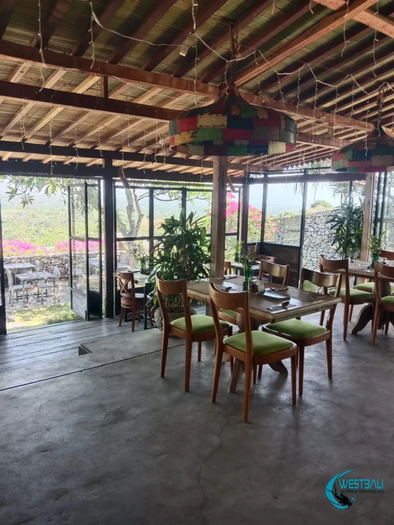 Dining room at Senja Restaurant at Sumberkima Hill Retreat.